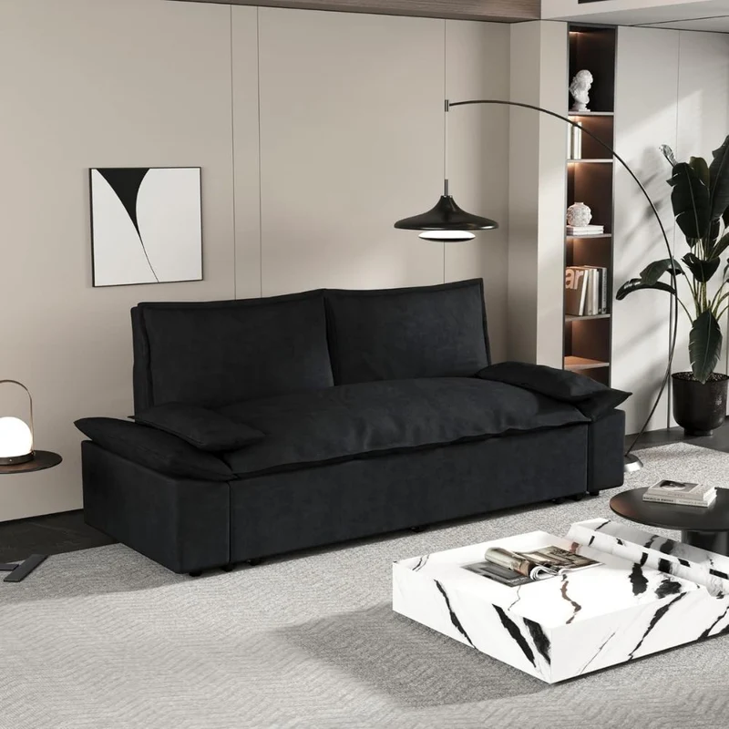 Divano letto 2 posti colore nero 185x85x85H Belly