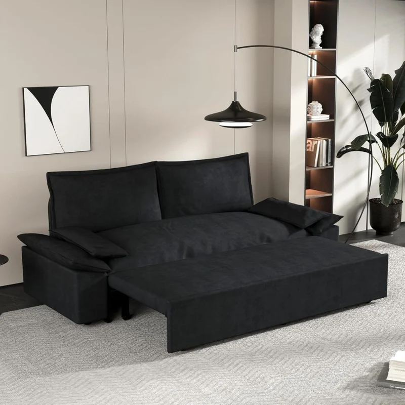 Divano letto 2 posti colore nero 185x85x85H Belly