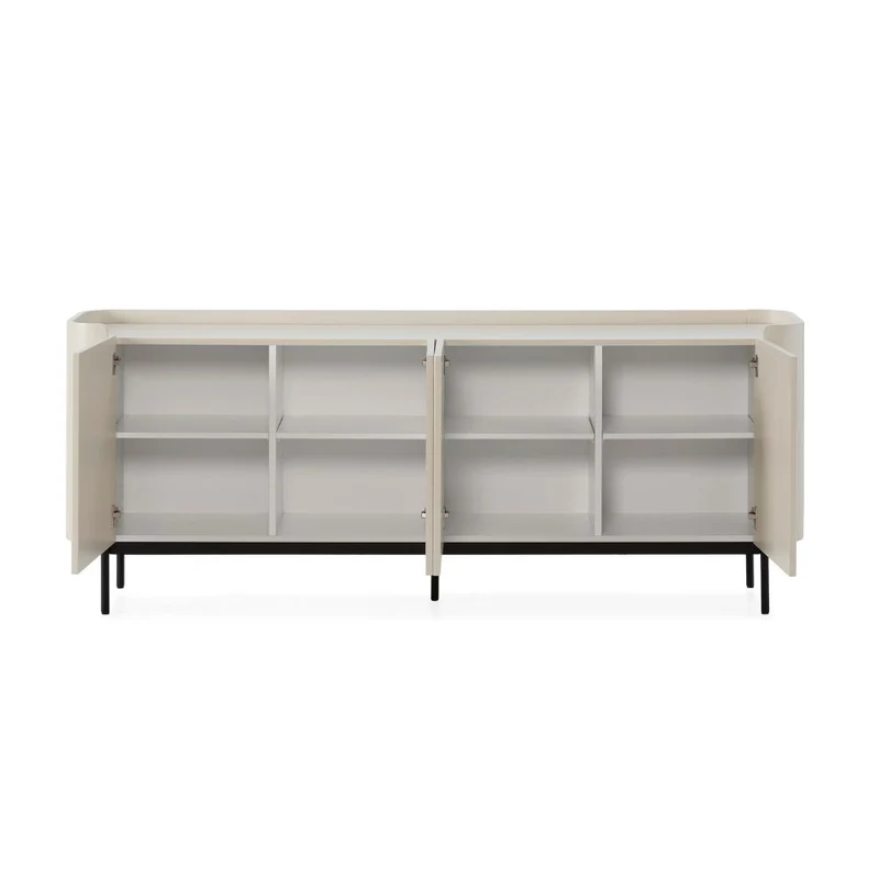 Credenza 4 ante effetto cannettato colore crema 200x40x80H Willa18924