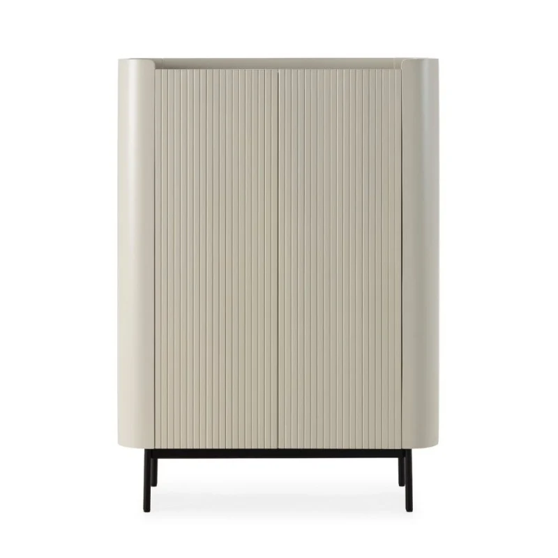 Credenza alta con 2 ante effetto cannettato colore crema 100x40x140H Willa18929
