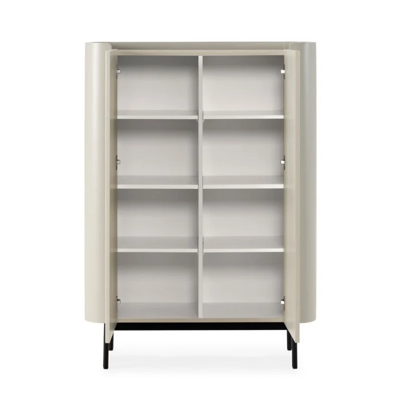 Credenza alta con 2 ante effetto cannettato colore crema 100x40x140H Willa18929