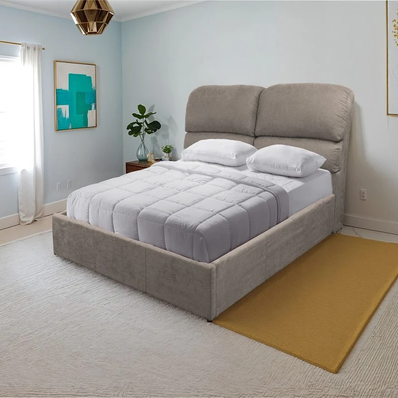 Letto contenitore una piazza e mezza in tessuto colore tortora 134x222x124H Sofaback