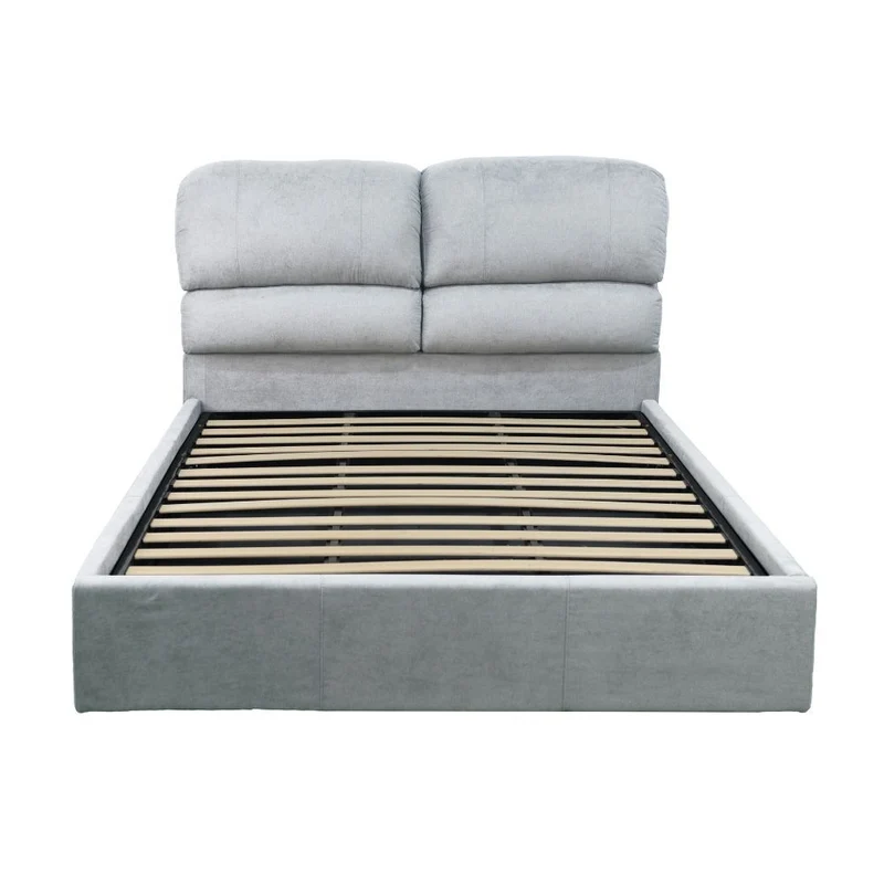 Letto contenitore una piazza e mezza in tessuto colore grigio chiaro 134x222x124H Sofaback
