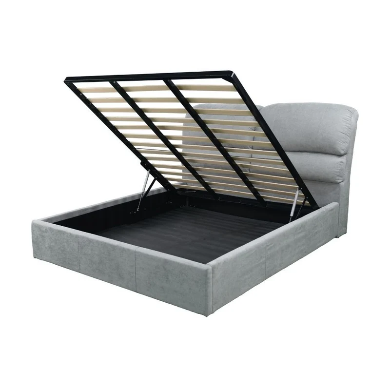Letto contenitore una piazza e mezza in tessuto colore grigio chiaro 134x222x124H Sofaback