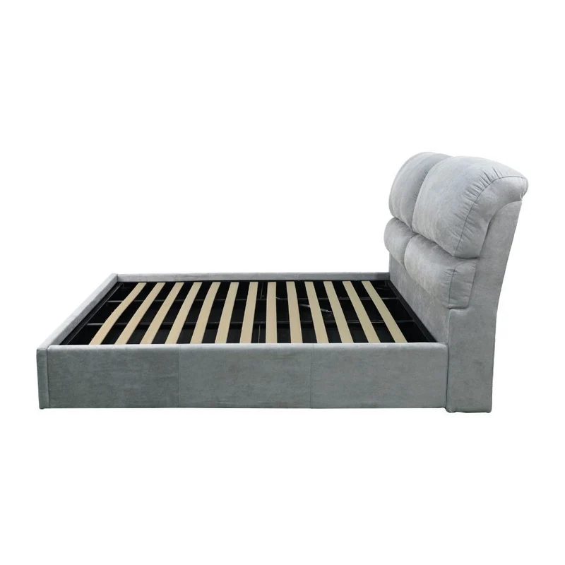 Letto contenitore una piazza e mezza in tessuto colore grigio chiaro 134x222x124H Sofaback