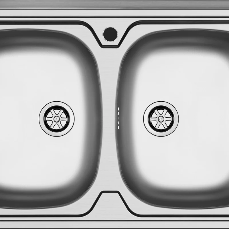 Lavello da appoggio 2 vasche con alzatina inox Mediterraneo802