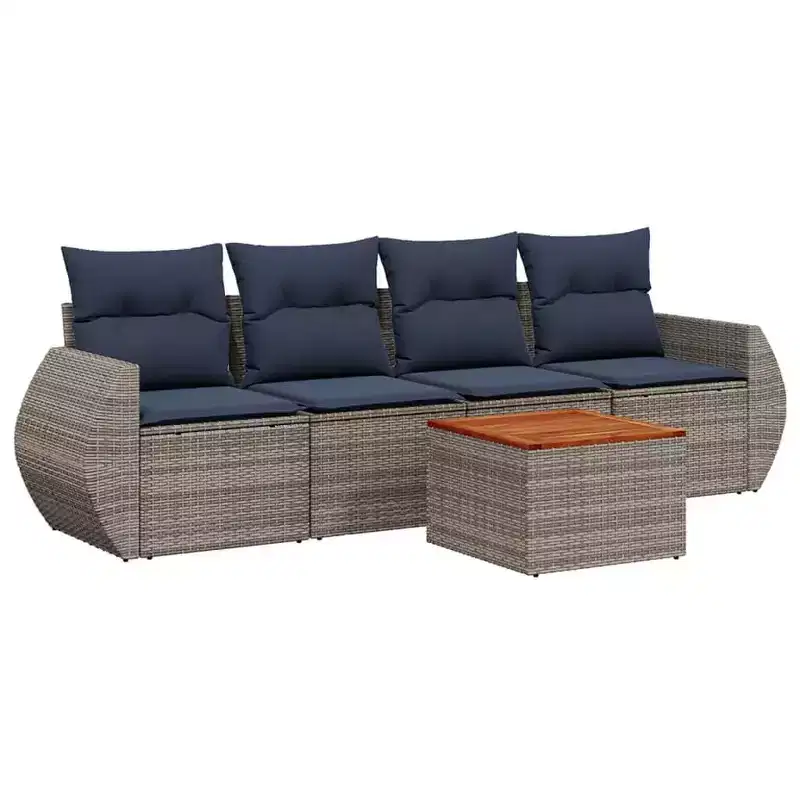 vidaXL Ensemble de canapés de jardin 5 pcs avec coussins en résine tressée