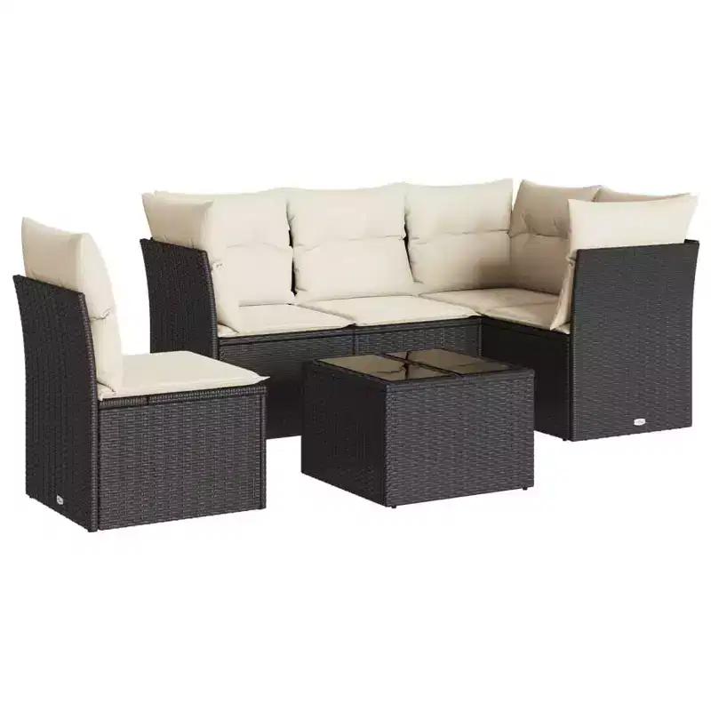 vidaXL Salon de jardin 6 pièces avec coussins en résine tressée – Plusieurs coloris et modèles au choix