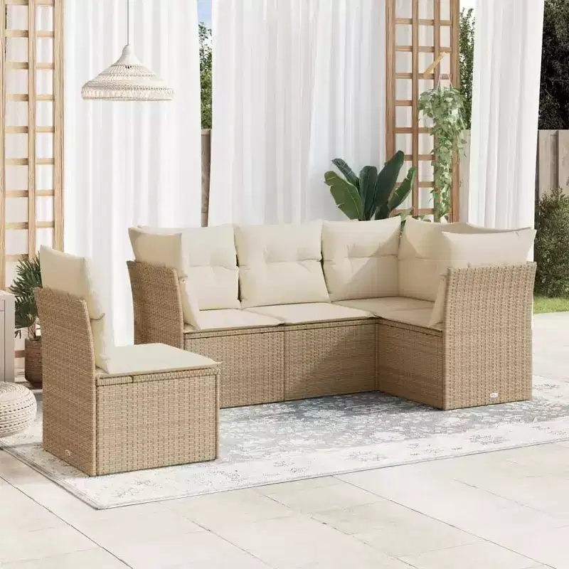 vidaXL Salon de jardin 6 pièces avec coussins en résine tressée – Plusieurs coloris et modèles au choix