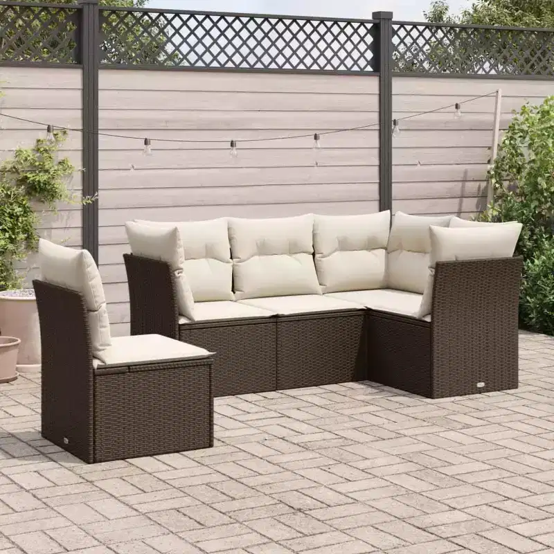 vidaXL Salon de jardin 6 pièces avec coussins en résine tressée – Plusieurs coloris et modèles au choix