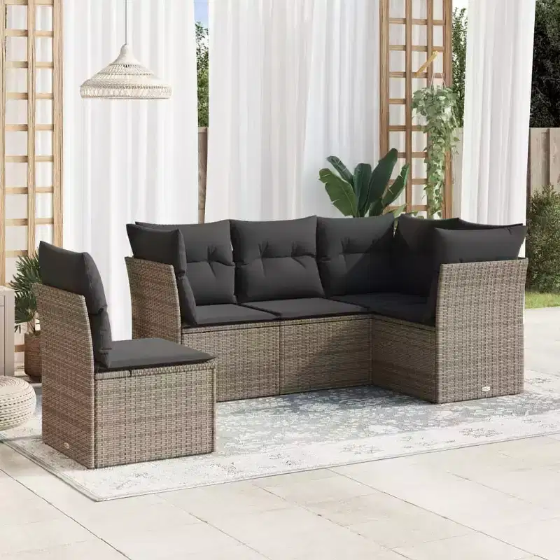 vidaXL Salon de jardin 6 pièces avec coussins en résine tressée – Plusieurs coloris et modèles au choix
