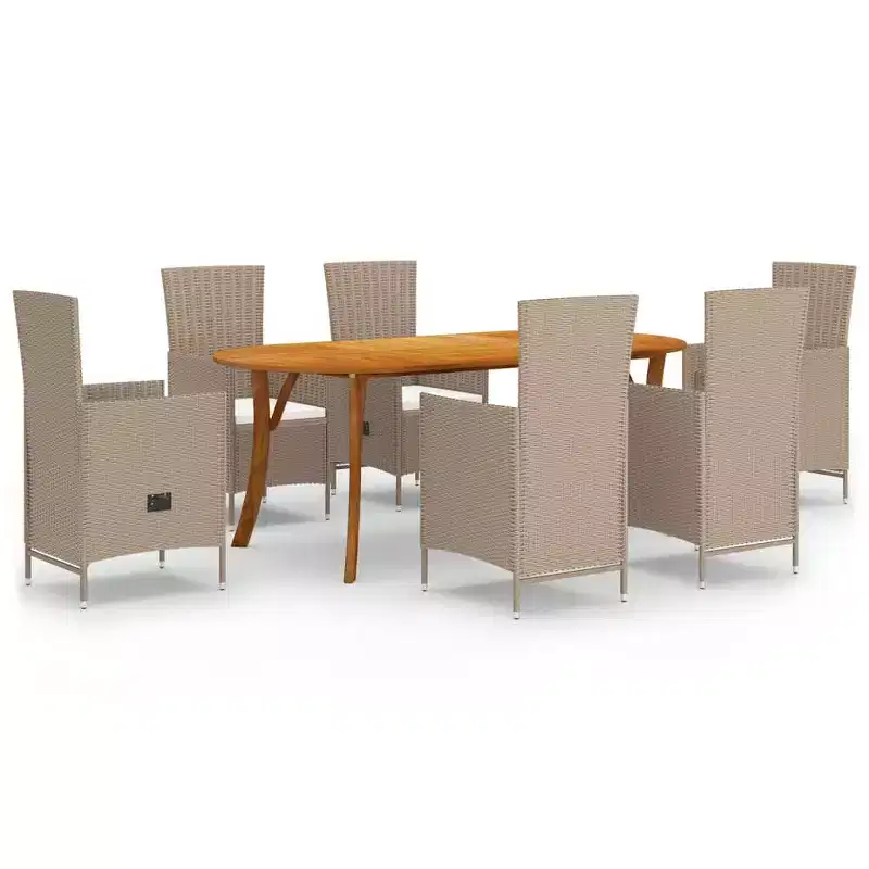 vidaXL Ensemble de salle à manger Beige, Blanc crème