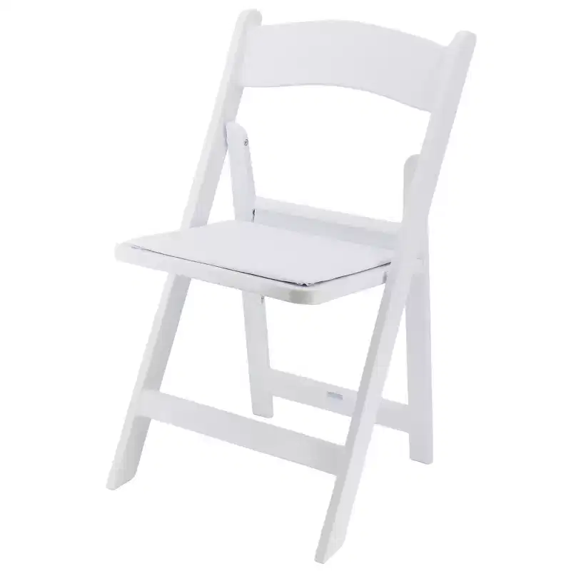 Chaise pliante en résine Elama 4 pièces en plastique blanc avec coussin d'assise amovible