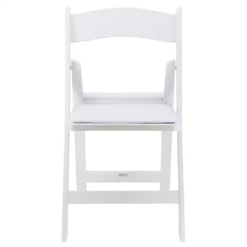 Chaise pliante en résine Elama 4 pièces en plastique blanc avec coussin d'assise amovible