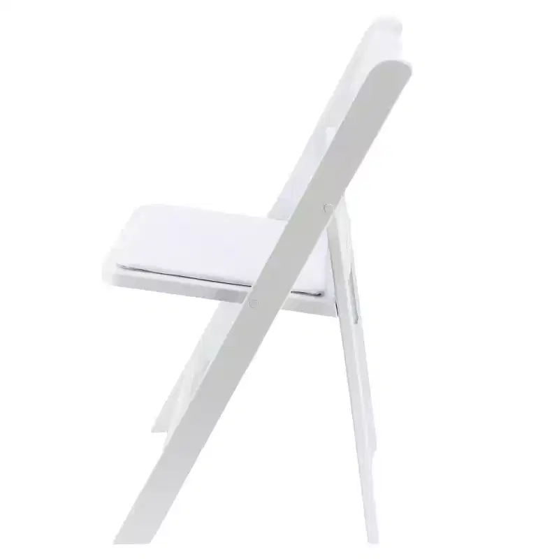 Chaise pliante en résine Elama 4 pièces en plastique blanc avec coussin d'assise amovible