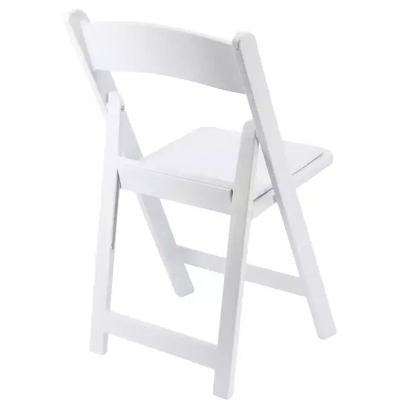 Chaise pliante en résine Elama 4 pièces en plastique blanc avec coussin d'assise amovible