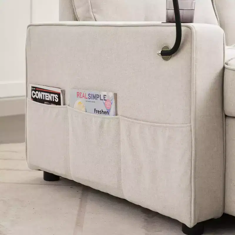 Hyleory Canapé d'angle convertible 3 places en velours de 208,8 cm