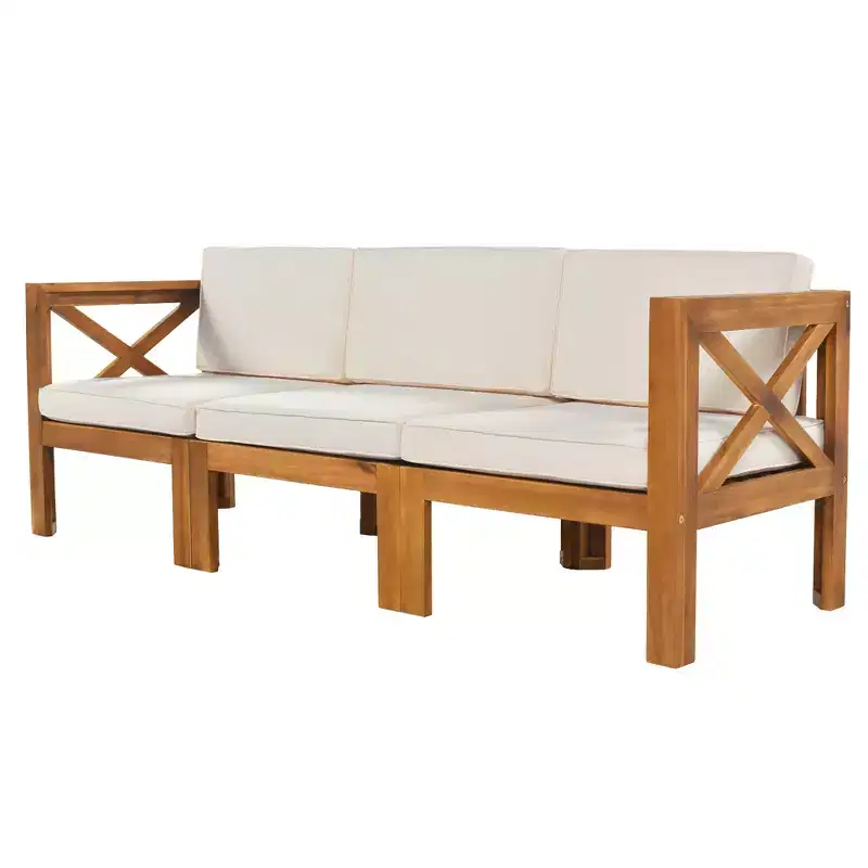 Ensemble de mobilier d'extérieur en bois 5 pièces, salon de jardin conversationnel, ensemble de canapés modulaires avec coussins - ModernLuxe