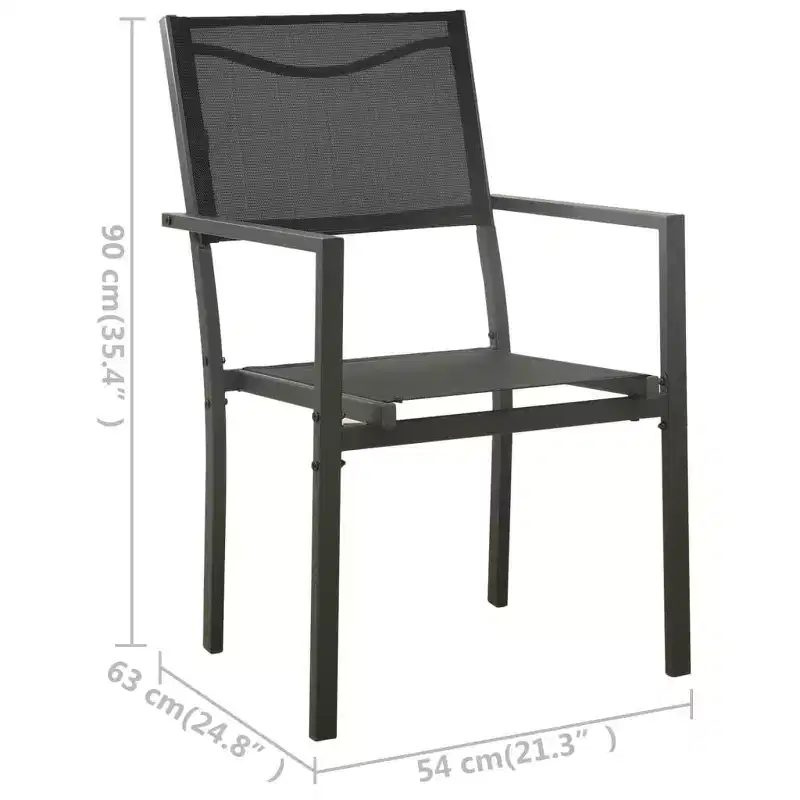 vidaXL Salon de jardin 5 pièces avec table et chaises de conversation, en acier, noir
