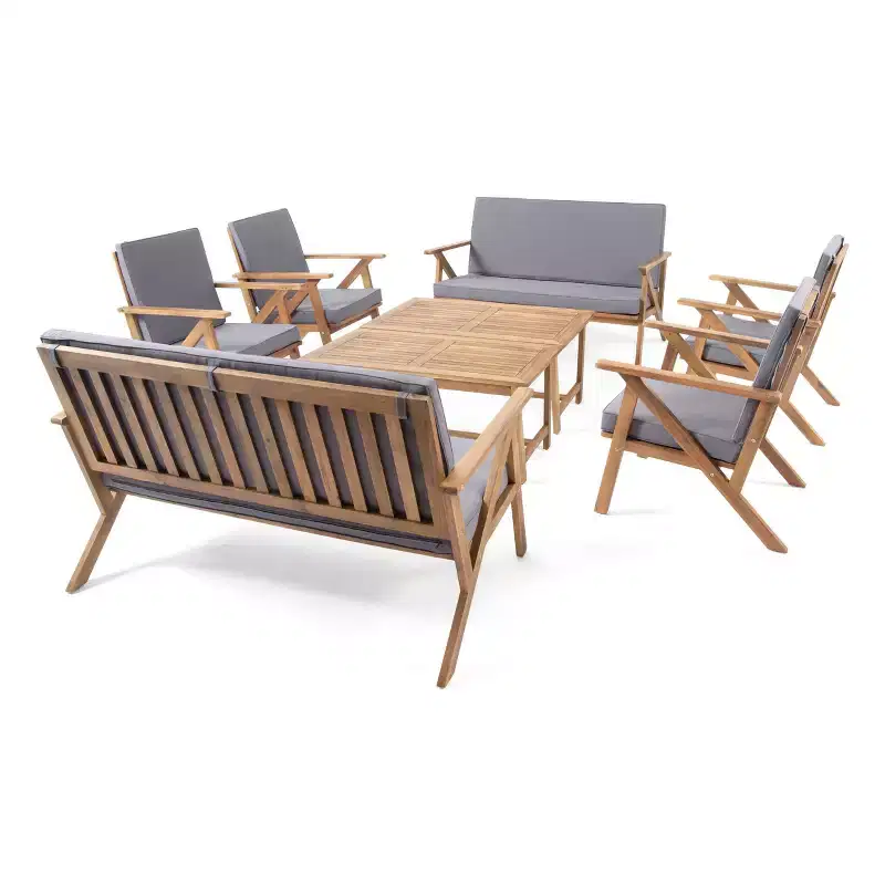 Ensemble de conversation en 8 pièces en bois d'acacia Panama avec table basse : Salon de jardin – Christopher Knight Home