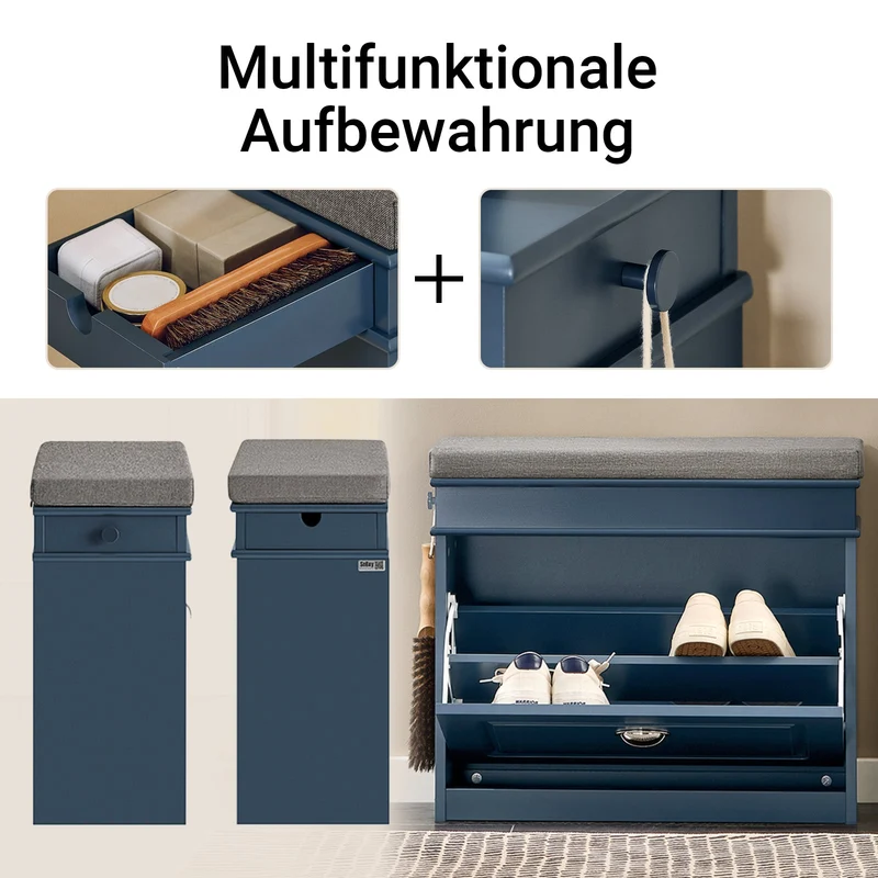 SoBuy | Schuhkipper | Schuhbank | Sitzbank | Schuhkommode | Schuhschrank Blau | FSR82-K-B