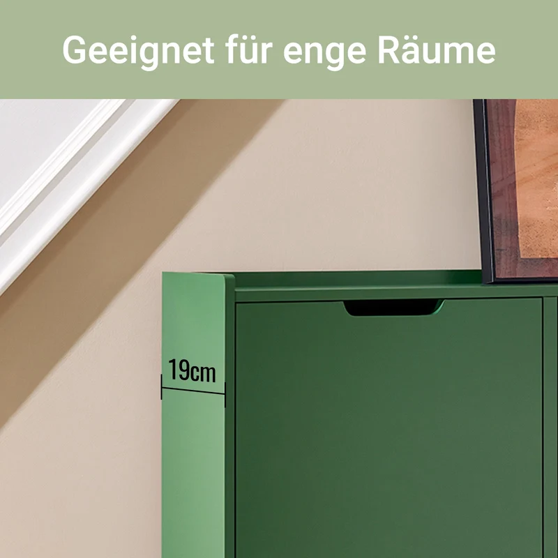 SoBuy | Schuhkipper | Schuhschrank mit 4 Klappen | Schuhkommode | Dunkelgrün | FSR100-SY