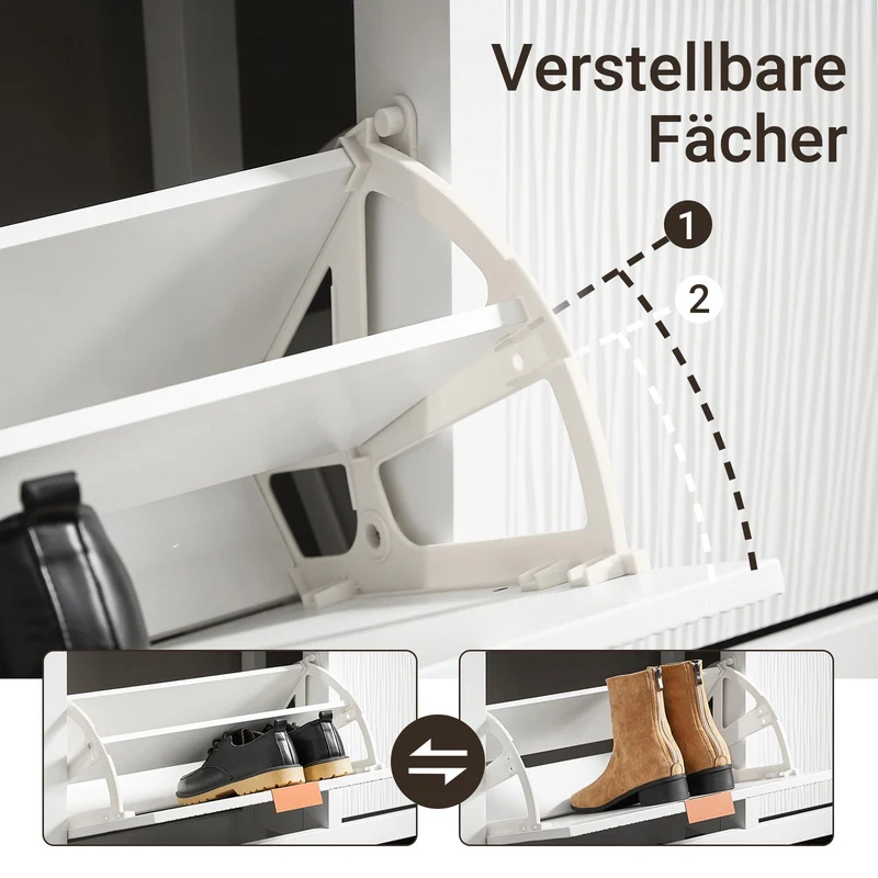 SoBuy | Schuhkipper mit 4 Klappen | Schuhschrank schmal | Schuhkommode Weiß | FSR186-II-W