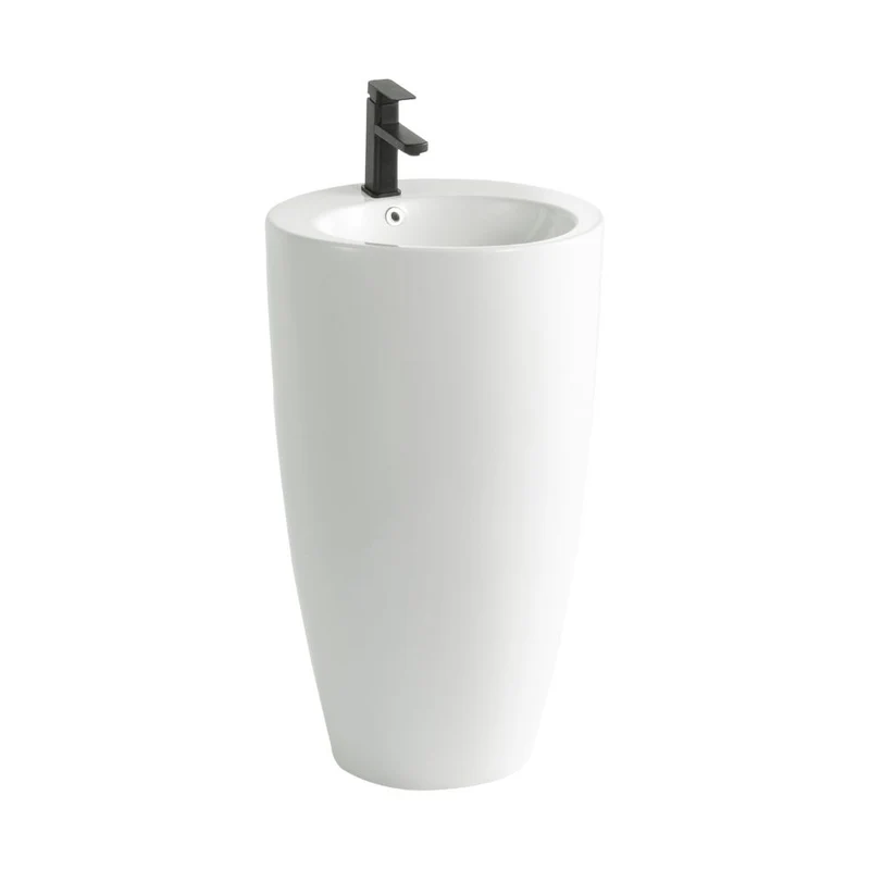 Lavabo freestanding rettangolare in ceramica bianco lucido 53x46,5x86,5 LAV203