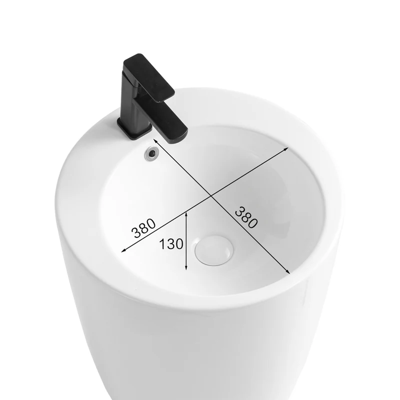 Lavabo freestanding rettangolare in ceramica bianco lucido 53x46,5x86,5 LAV203