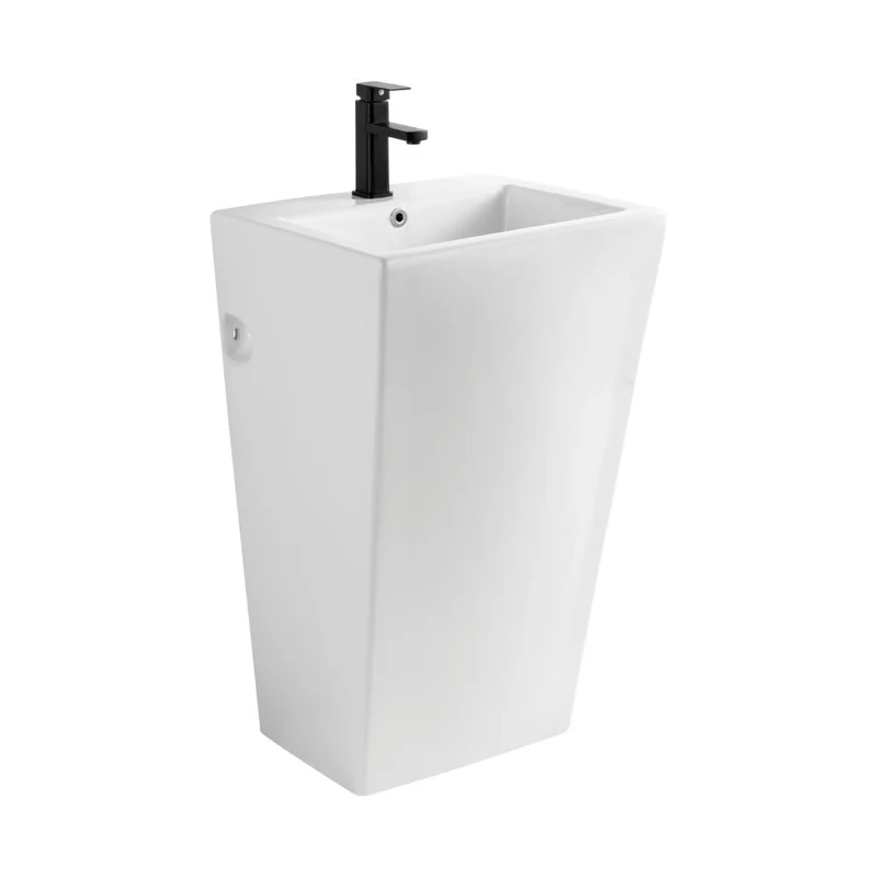 Lavabo freestanding rettangolare in ceramica bianco 53x46,5x86,5 LAV303
