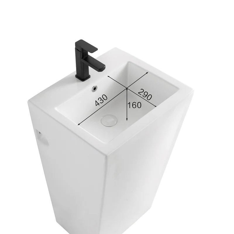 Lavabo freestanding rettangolare in ceramica bianco 53x46,5x86,5 LAV303