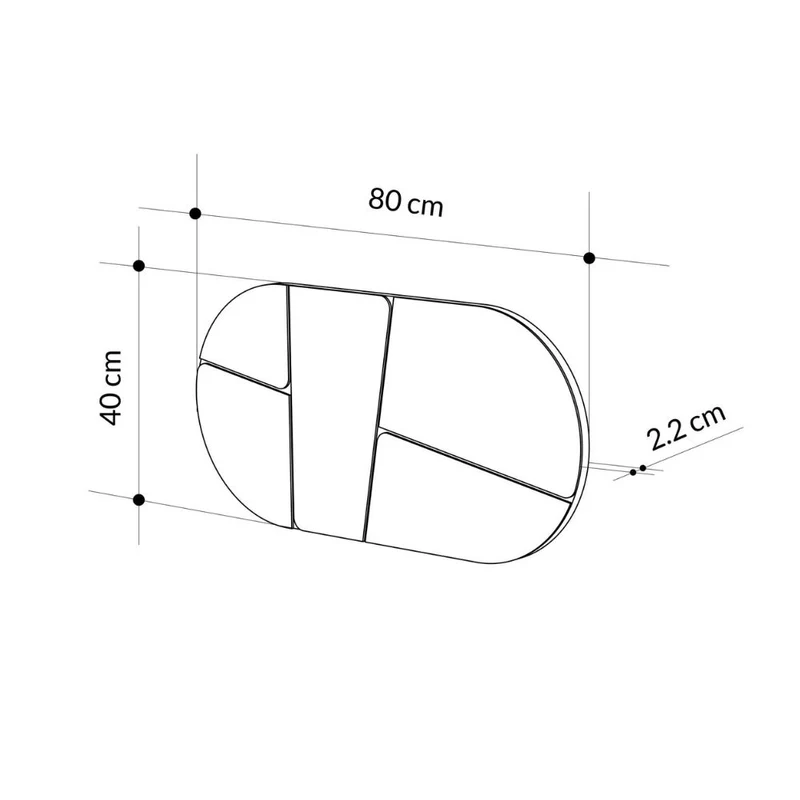 Specchio ovale da parete con design astratto e fondo nero 80x40H Otis