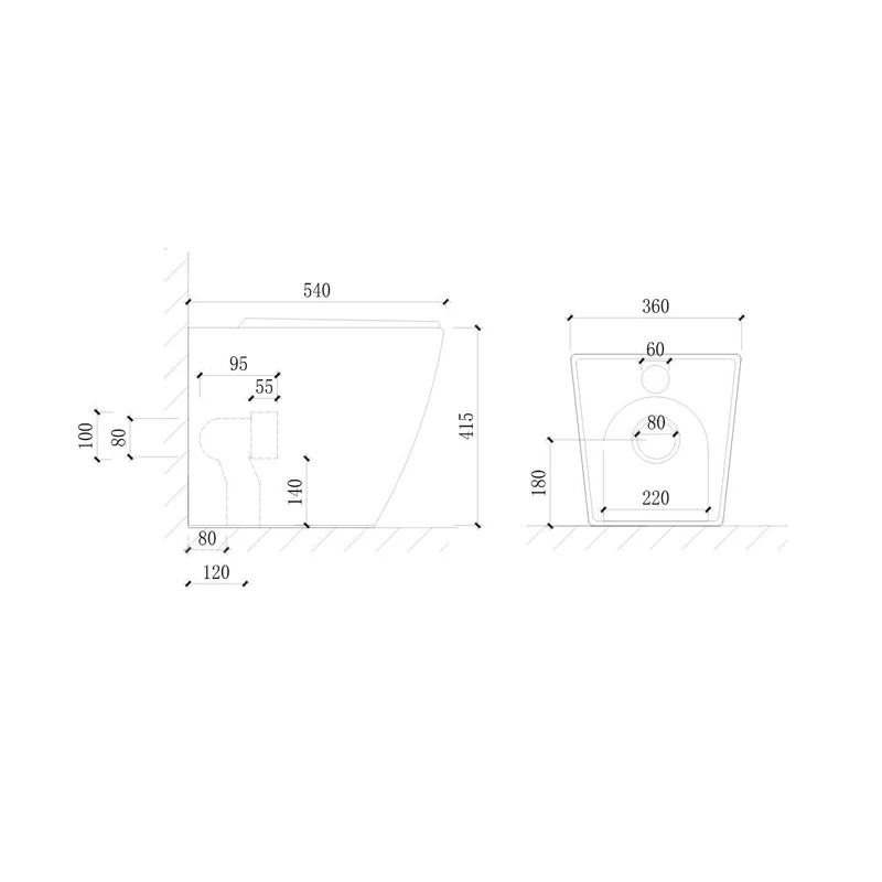 WC filo muro a pavimento in ceramica colore bianco lucido FT54D