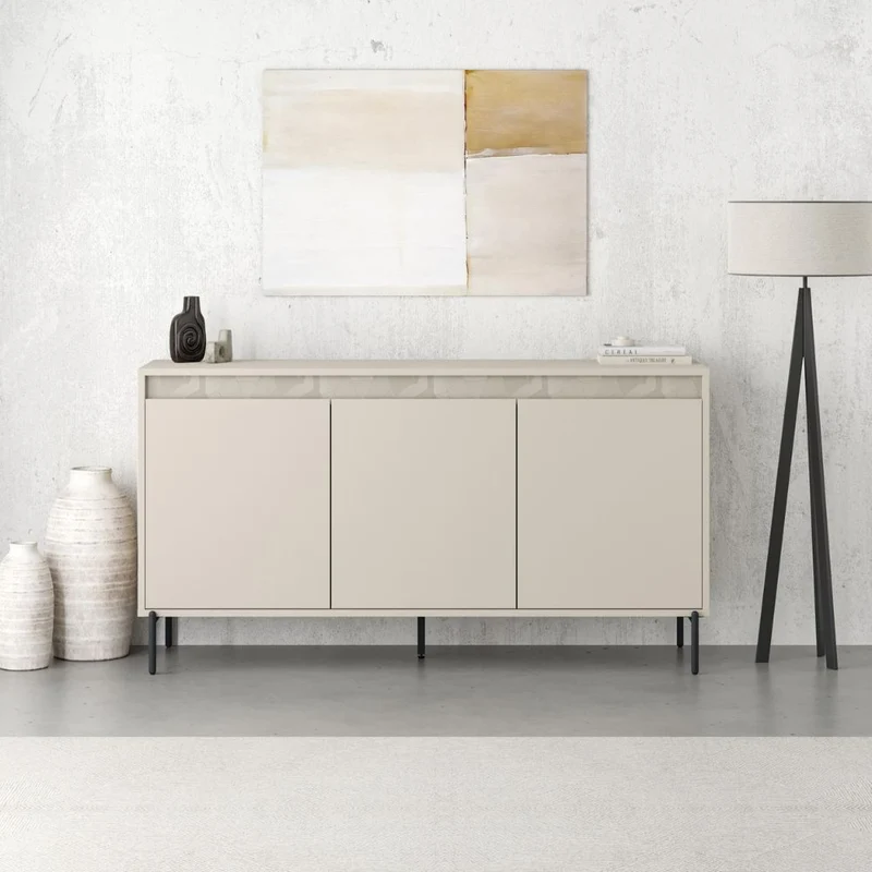 Madia tre ante cashmere e dettaglio decorativo 150x40x79.5H Mott150