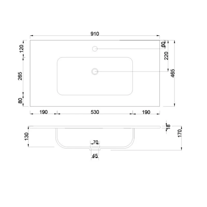 Lavabo da appoggio 1 vasca in ceramica bianco lucido 91x46,5 LAV9090S