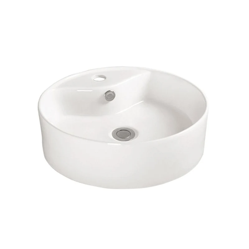 Lavabo da appoggio rotondo 1 vasca in ceramica bianco lucido 46x46 LAV618