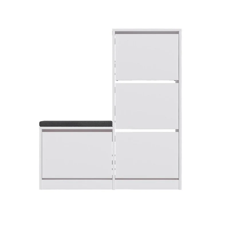 Scarpiera con panca a 4 ante a ribalta colore bianco 105x26x118.5H Dude