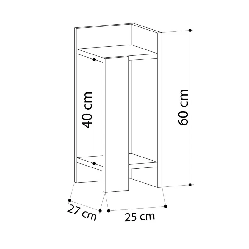 Tavolino comodino 25x27x60h destro colore nero Elos