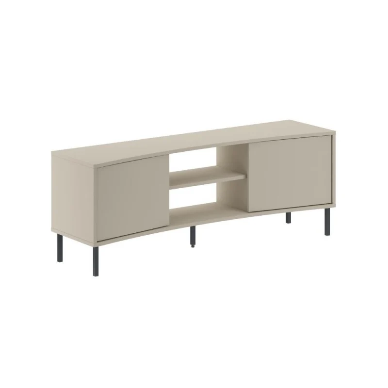 Mobile porta Tv con frontale curvo 2 ante e vani a giorno in finitura cashmere 150x40x55H Frem