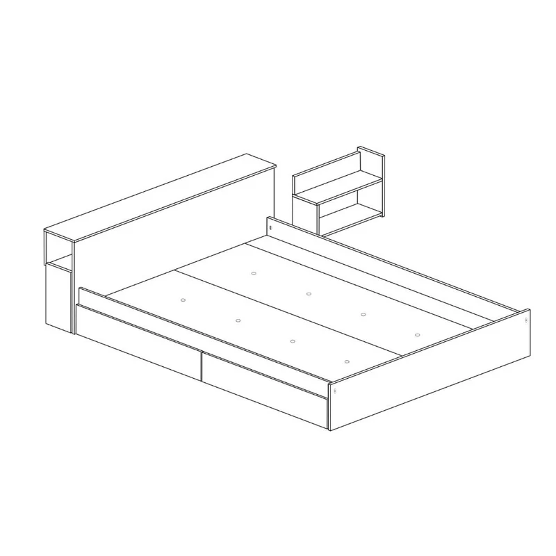 Letto francese 1566 con 4 cassettoni e comodini estraibili colore bianco e cemento