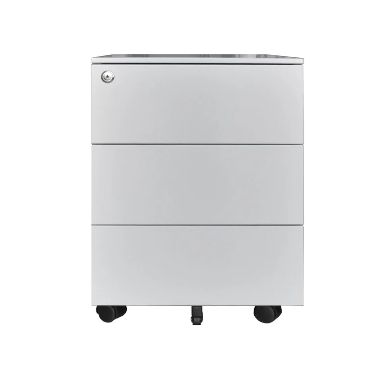 Cassettiera ufficio in ferro con ruote 3 cassetti colore grigio chiaro ESMC03