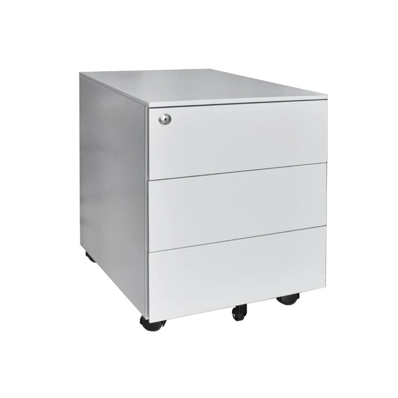 Cassettiera ufficio in ferro con ruote 3 cassetti colore grigio chiaro ESMC03