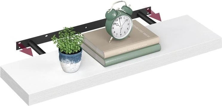 Étagère murale flottante rangement décoratif 20 x 80 x 3,8 cm en MDF blanc neige 12_0011822