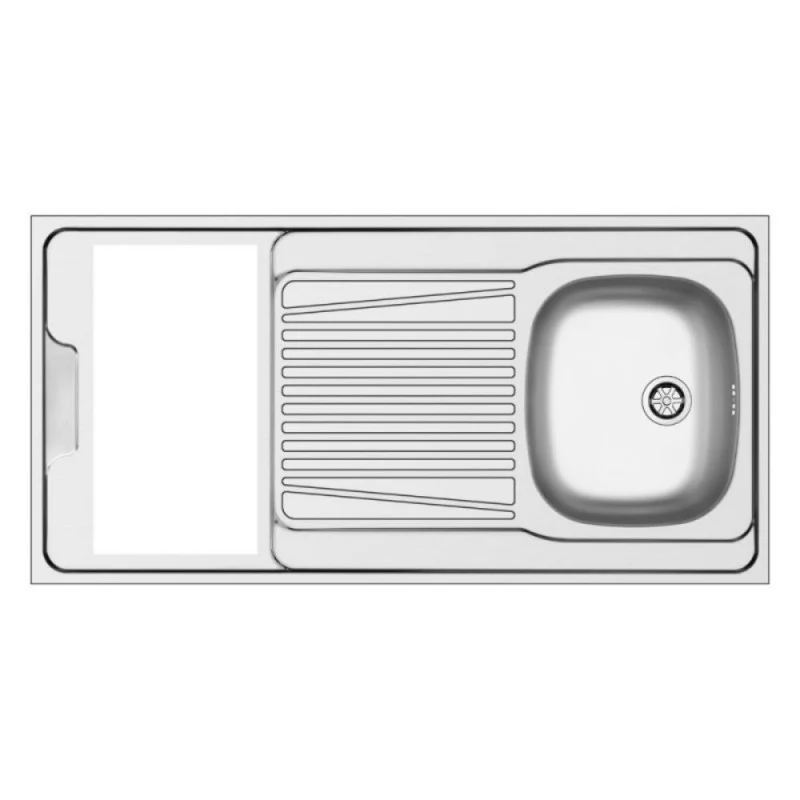 Lavello reversibile 1 vasca e gocciolatoio con foro per piano cottura 30 cm inox 120x60 Indiano120