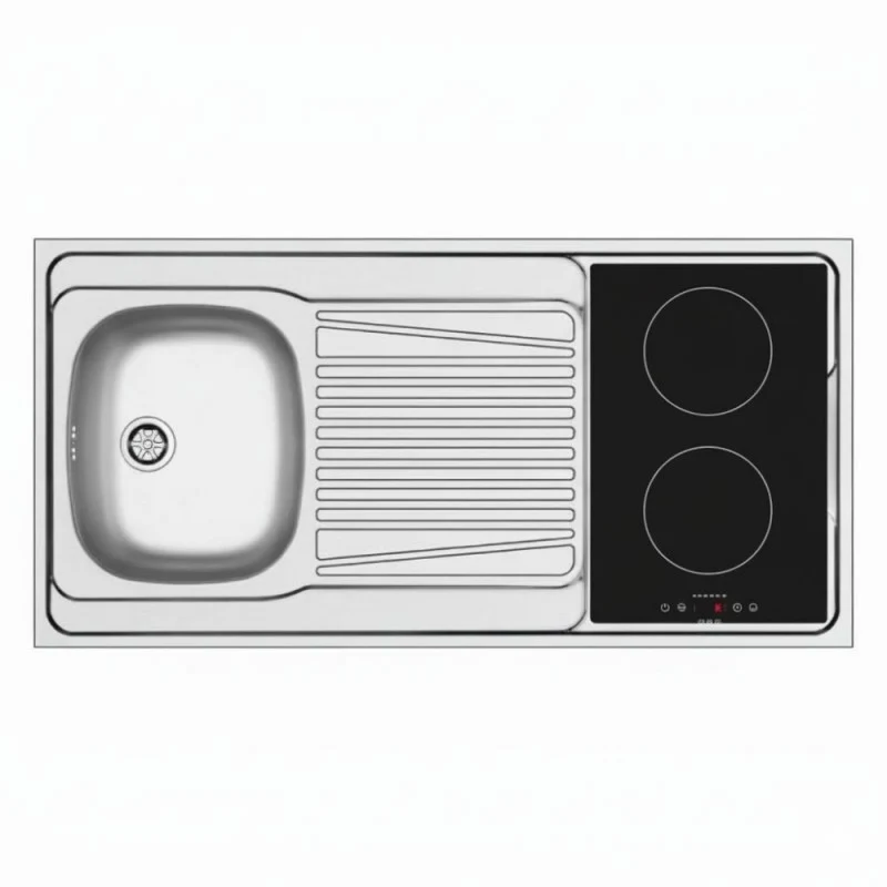 Lavello reversibile 1 vasca e gocciolatoio con foro per piano cottura 30 cm inox 120x60 Indiano120