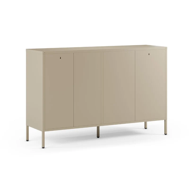 Credenza in metallo con 2 ante e 3 cassetti 140x40x90H colore sabbia Fayna