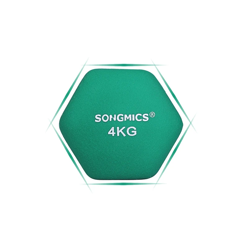 Lot de 2 haltères en fonte antiglisse 20,5 x 9,5 x 9 cm pour musculation à domicile style moderne en vinyle vert 12_0009997
