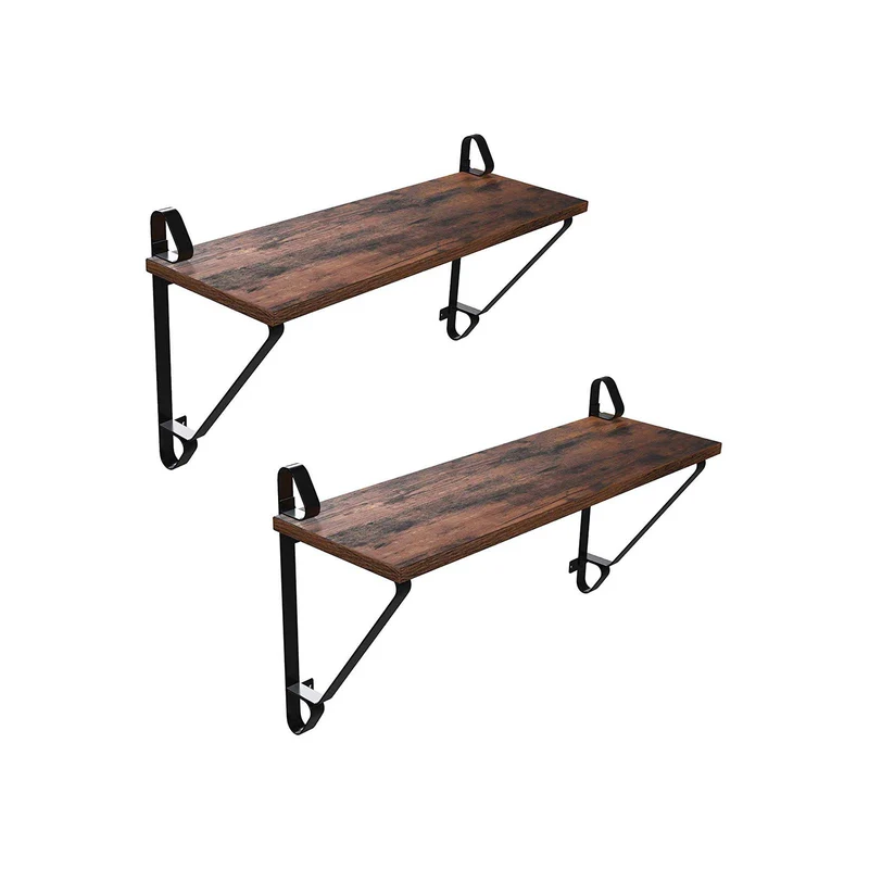 Lot de 2 étagères murales flottantes décoratives 60 x 20 x 32 cm pour salon ou cuisine en MDF noir 12_0008064