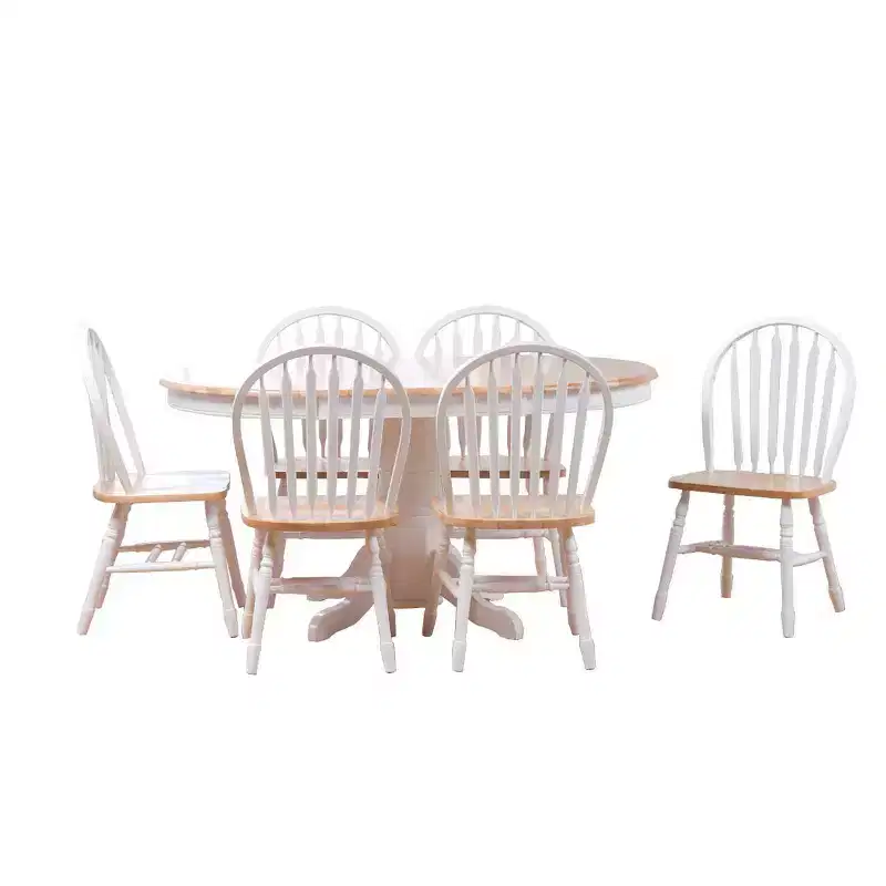 Ensemble de salle à manger extensible 7 pièces en bois massif Lancaster Farmhouse Buylateral
