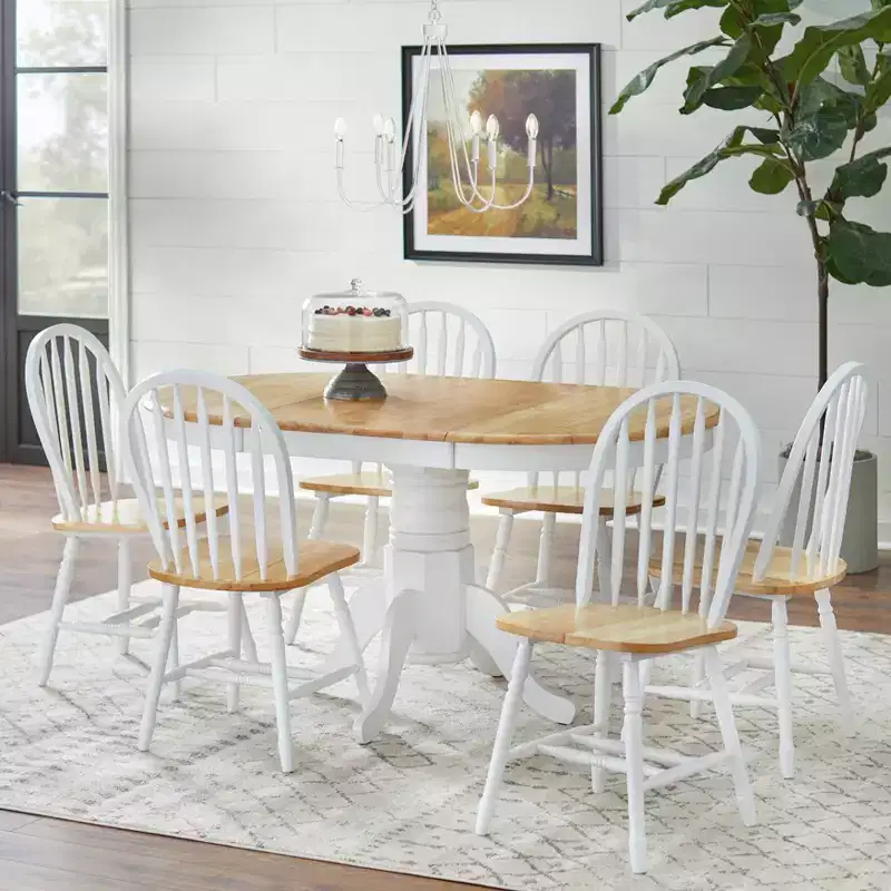 Ensemble de salle à manger extensible 7 pièces en bois massif Lancaster Farmhouse Buylateral